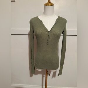 Aeropostale Olive Green Long Sleeve Henley Sweater Top
